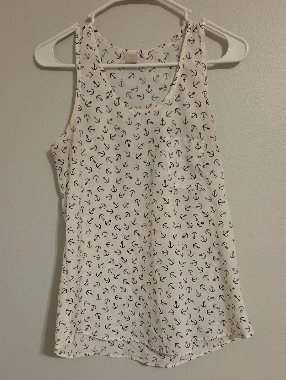 Needle & Thread Cream Tank Top with Black And Gray Anchor Print
